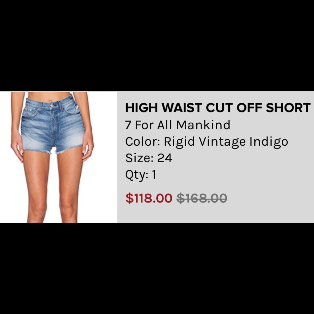 7 for all mankind High Waist denim shorts 24